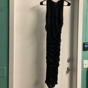 Medium black mesh scrunch dress with rhinestones
